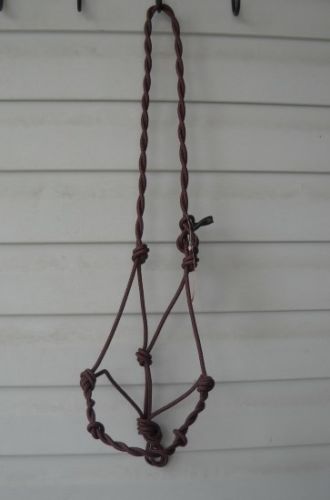 Brown Rope Halter 4 Knot Twisted Bitless Bridle